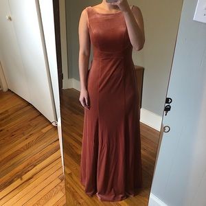 Dusty Rose Velvet Bridesmaid/Evening Dress